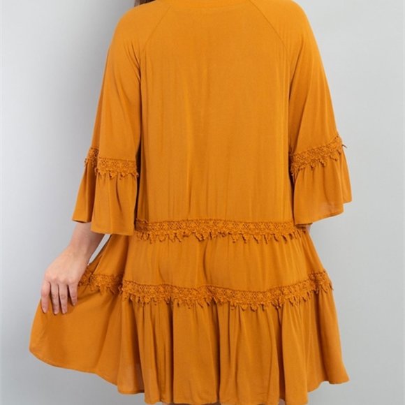 Boho style Camel color dress - Picture 3 of 11